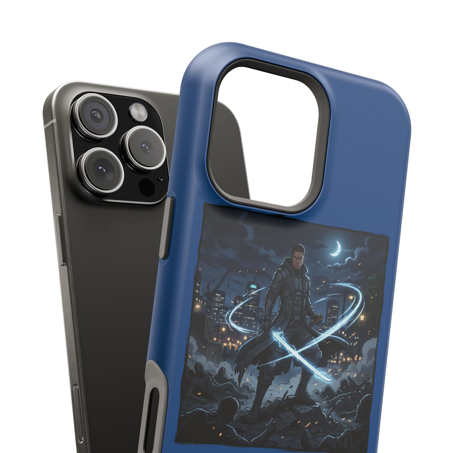Magnetic Impact-Resistant Phone Case — Night Warrior Sci‑Fi Design
