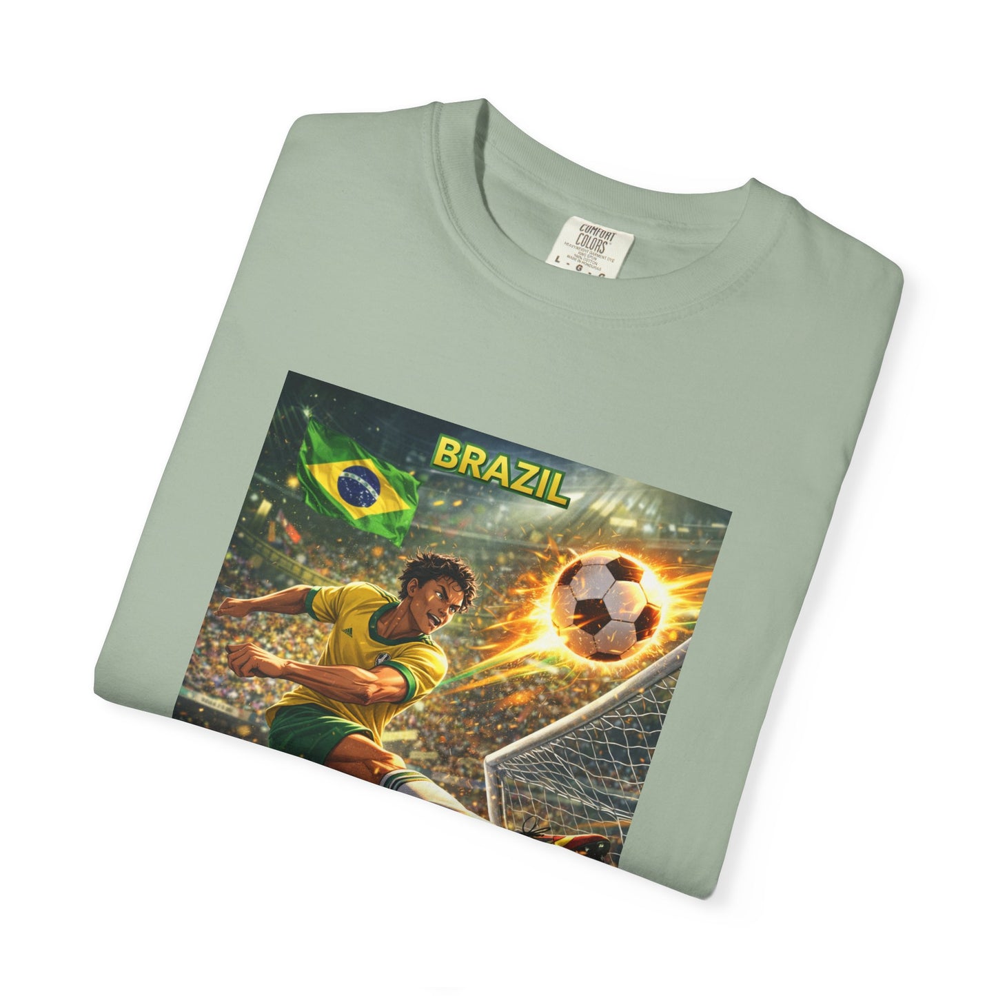 Brazil Soccer T-Shirt – Vintage Player Kick Graphic (Brazil)