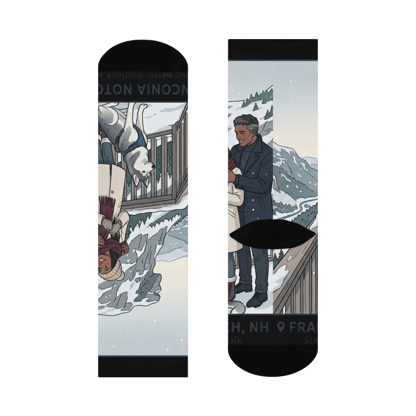 Winter Mountain Couple Crew Socks — Cozy Snowy Walk Design