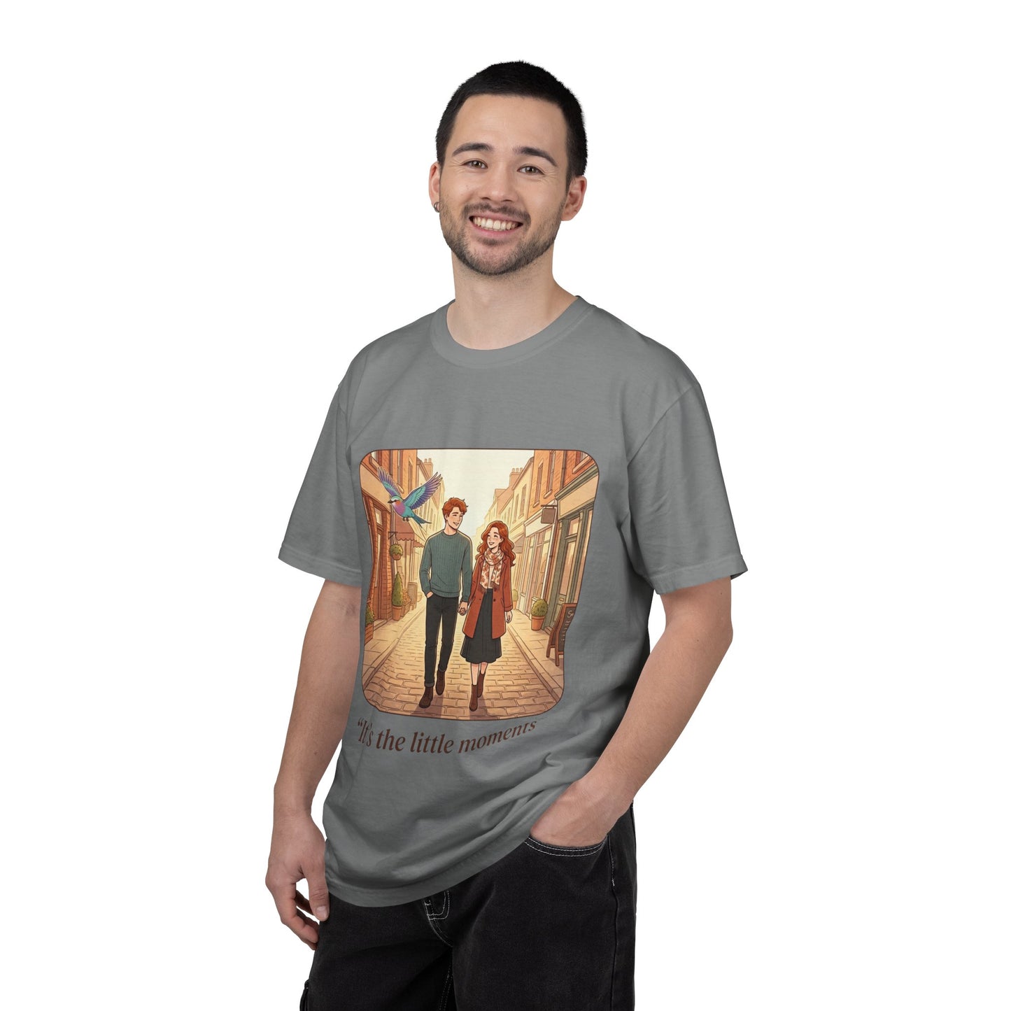 Romantic Stroll T-Shirt — “It’s the little moments” Couple Illustration Tee