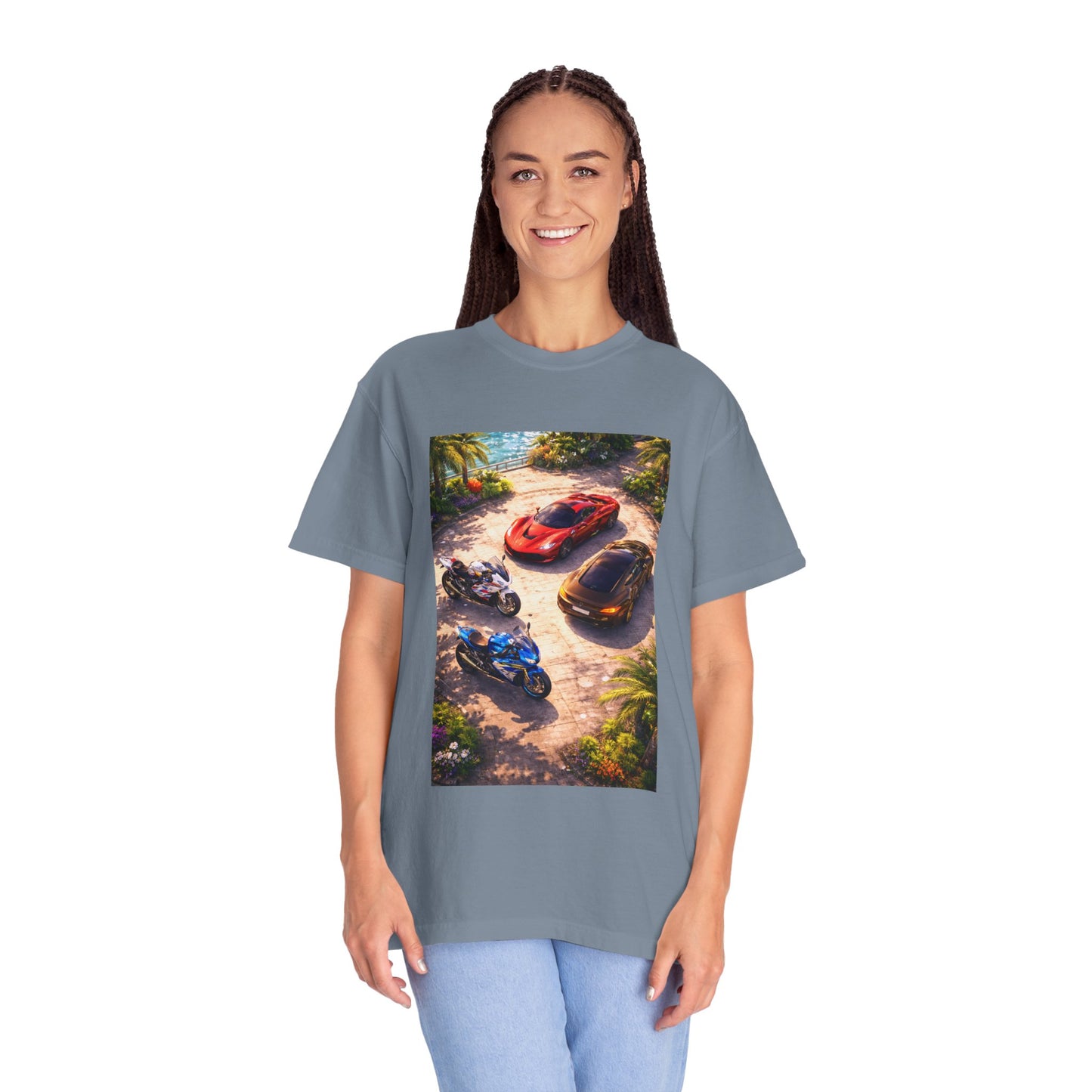 MULTI-VEHICLE - T-Shirt — Tropical Sports Cars & Motorbikes Print