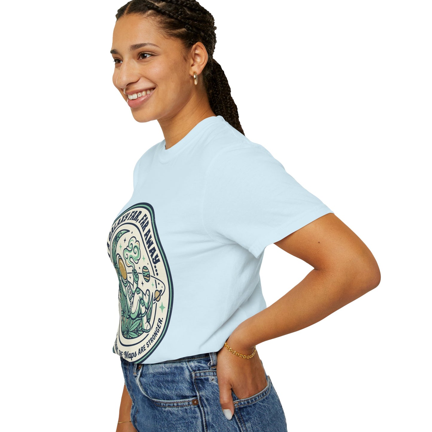 T-Shirt — "In a Galaxy Far, Far Away" Retro Space Nap Graphic Tee