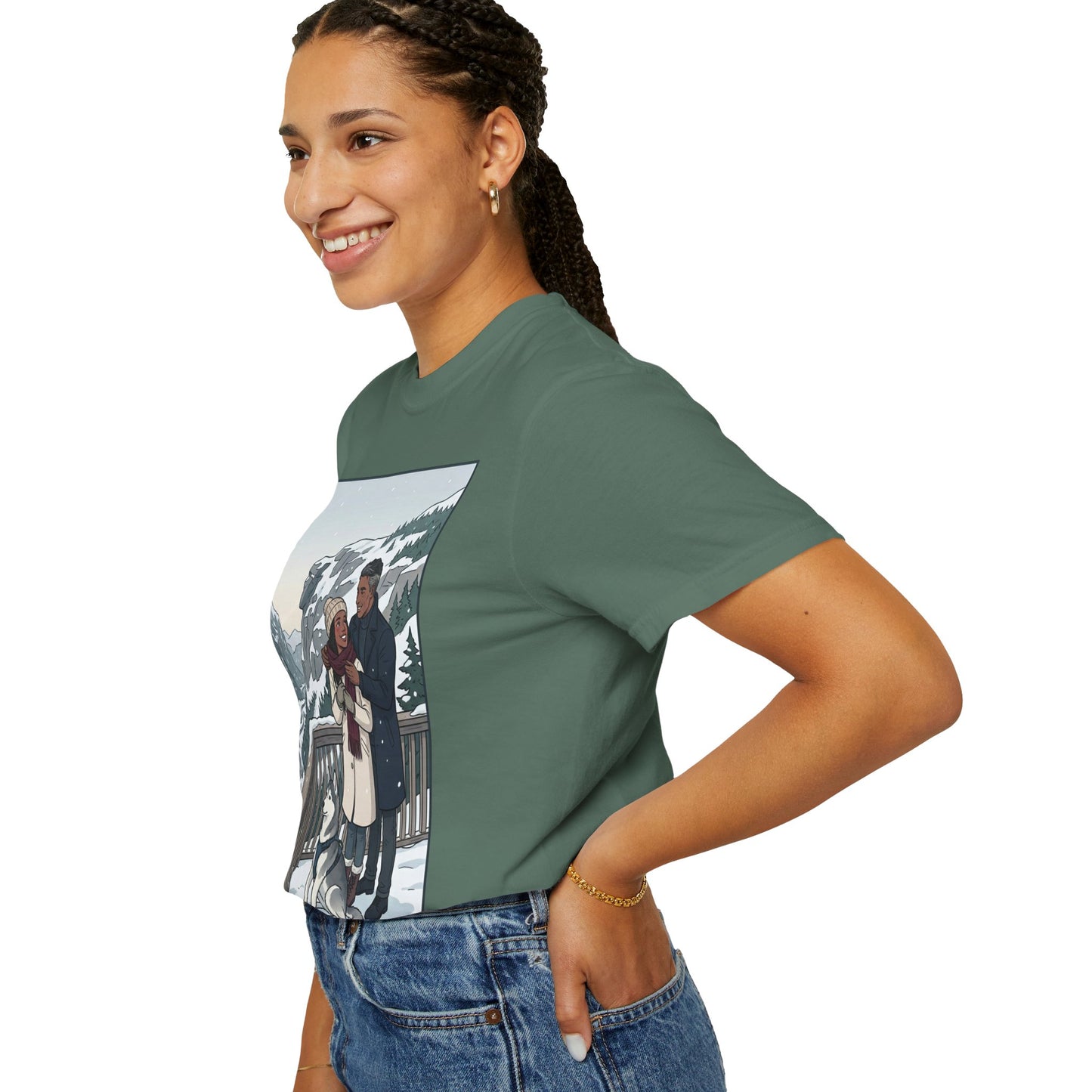 Franconia Notch NH Winter View T-Shirt — Scenic Couple & Husky Travel Tee