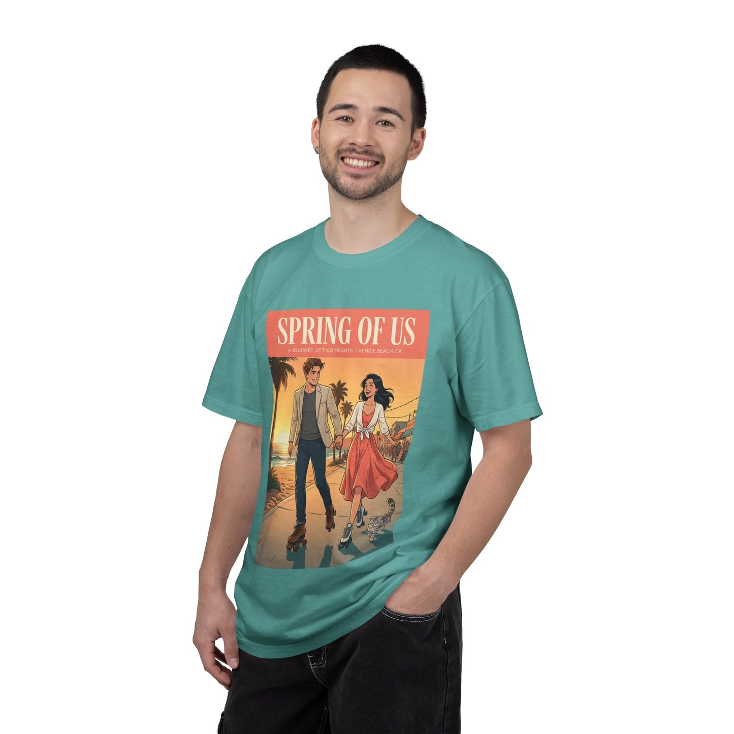 Spring of Us T-Shirt — Vintage Romantic Beach Couple Graphic Tee