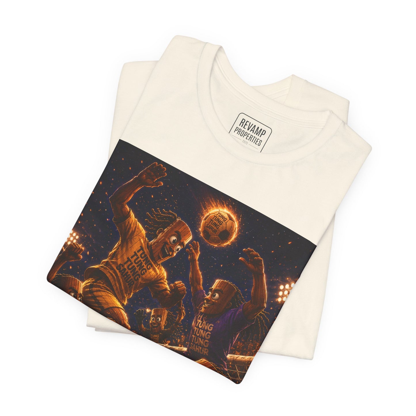 Tung Tung Tung Sahur Header Goal Soccer Action Graphic Tee — Team Court Night Design