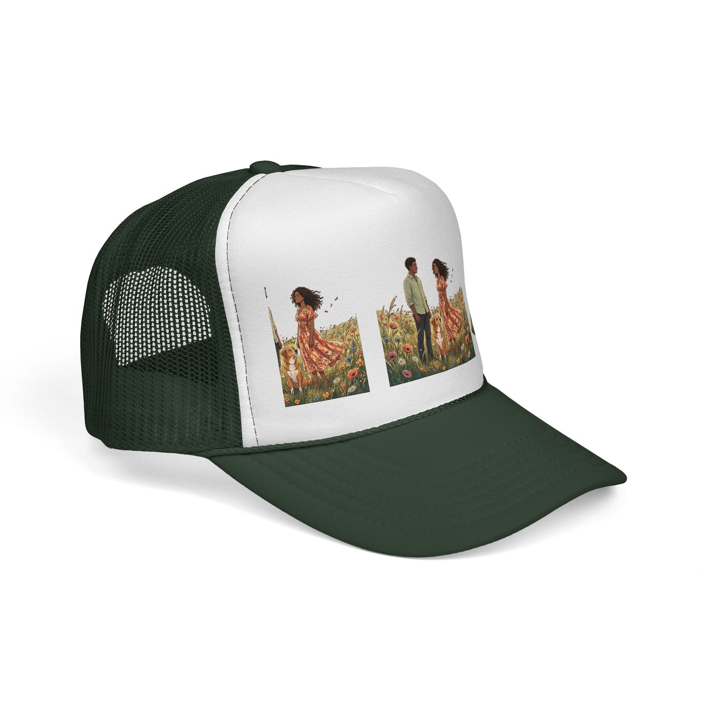 Trucker Cap — Boho Couple Meadow Illustration Hat