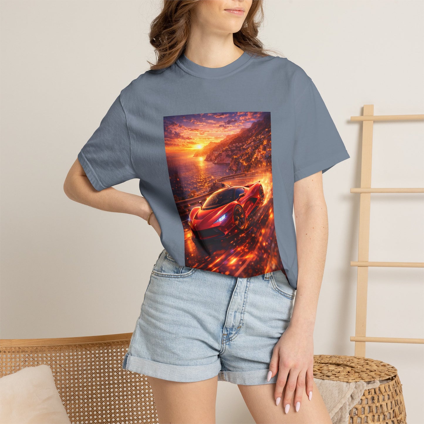 Ferrari F80- Amalfi Coast, Italy - T‑Shirt — Red Sports Car Print