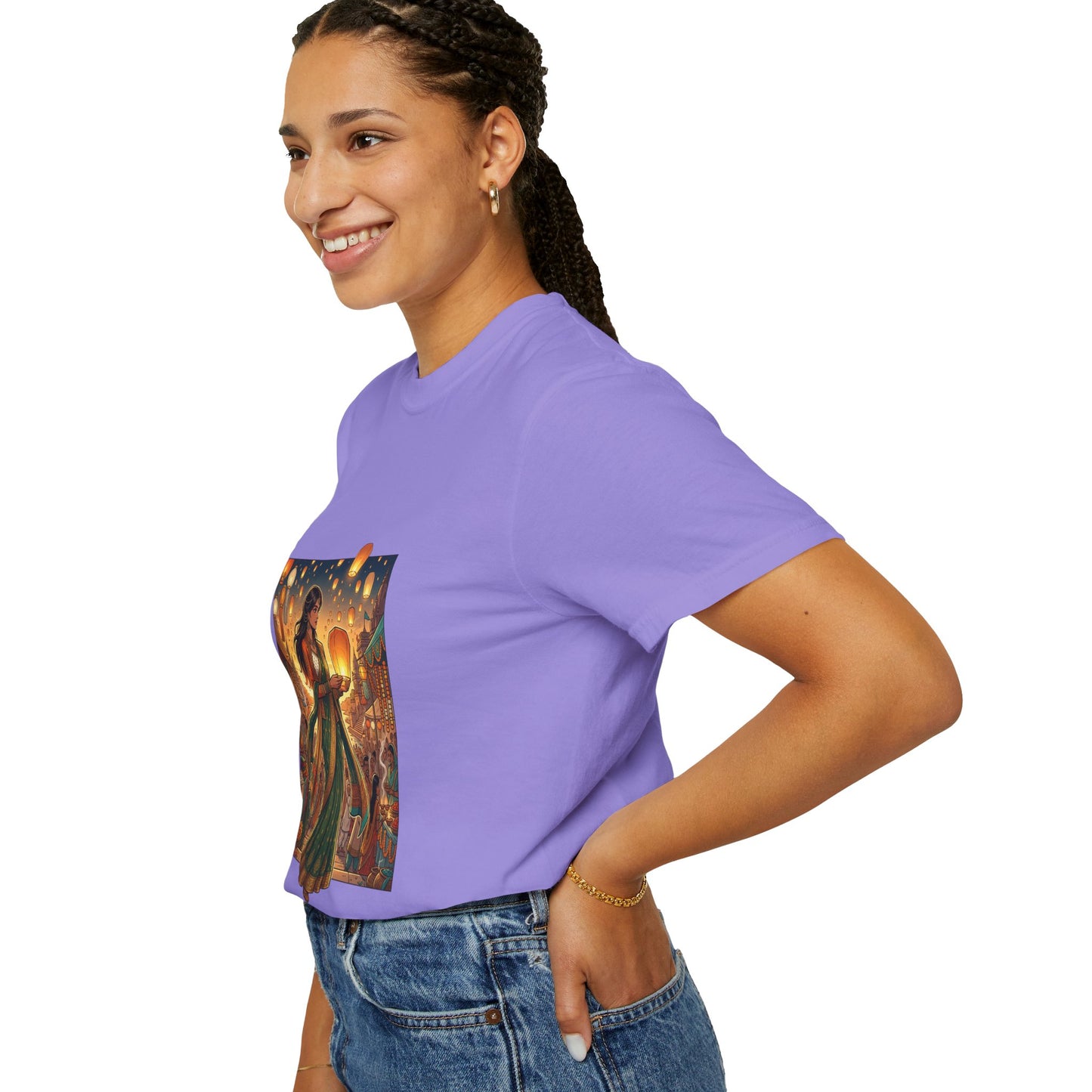 Diwali Lantern Festival T-Shirt — Indian Dancer with Floating Sky Lanterns