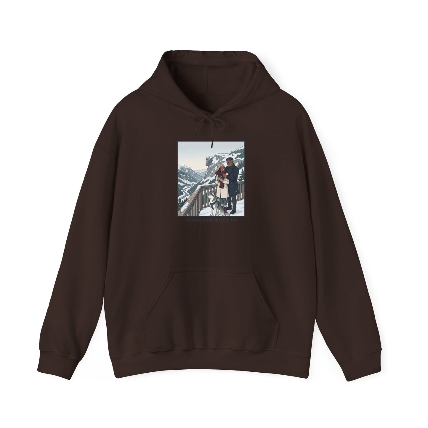 Winter Couple Photo Hoodie — Vintage Alps Travel Graphic Sweatshirt