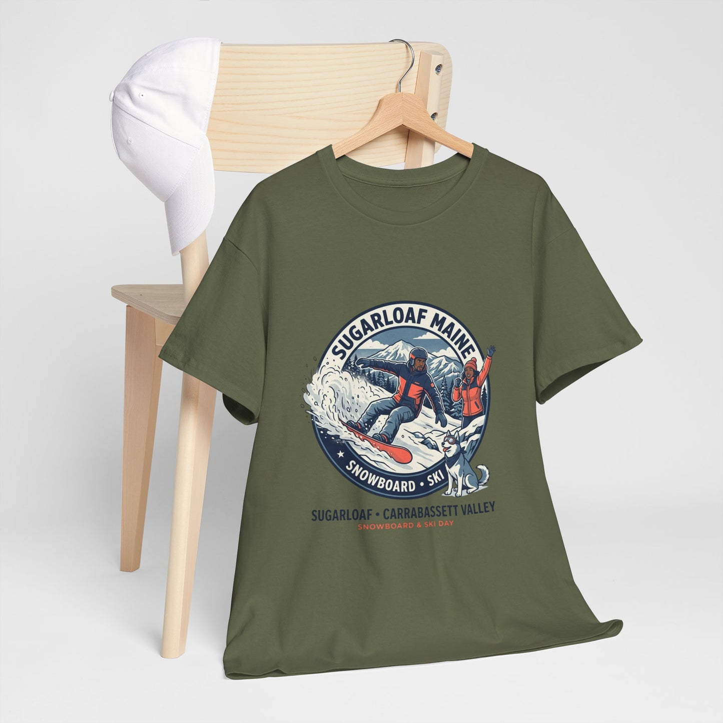 Sugarloaf Maine Snowboard & Ski T‑Shirt — Sugarloaf‑Carrabassett Valley Retro Graphic Tee