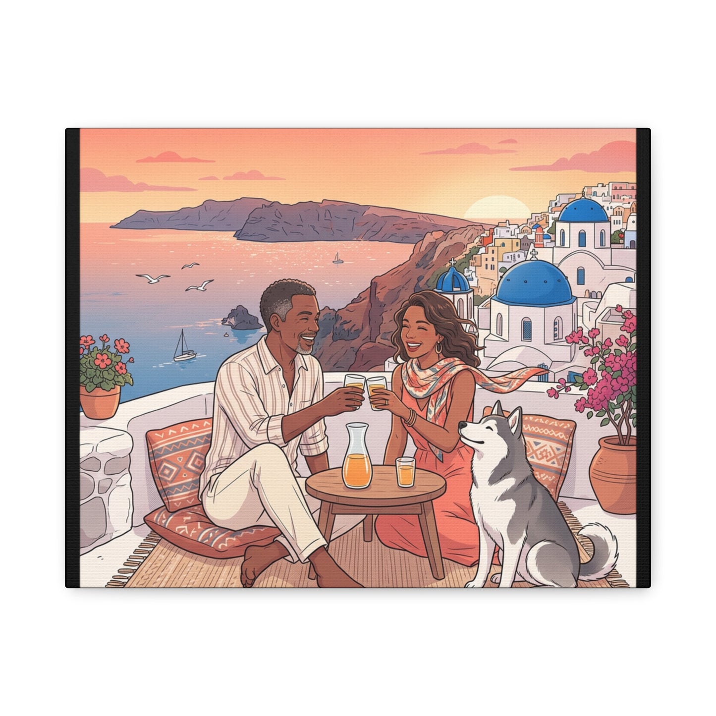 Santorini, Greece – “Sunset Serenade - Matte Canvas, Stretched, 1.25"