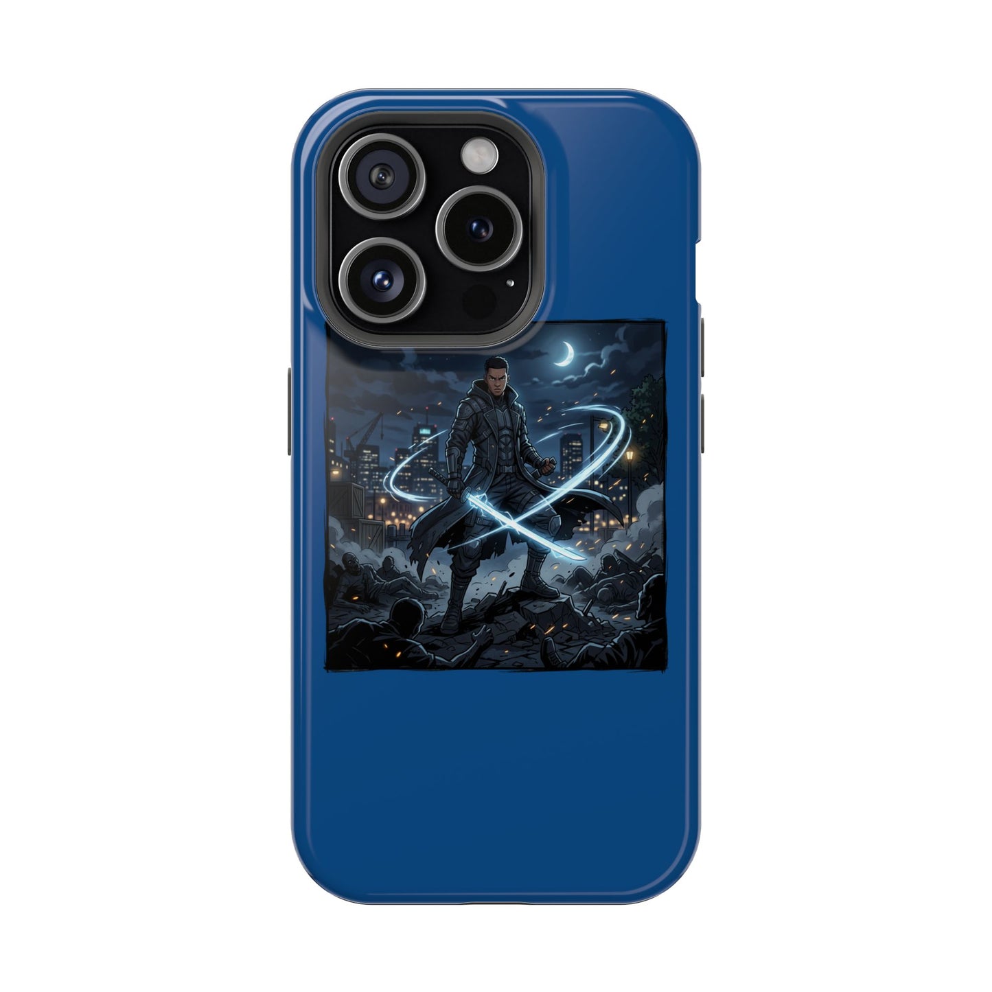 Magnetic Impact-Resistant Phone Case — Night Warrior Sci‑Fi Design