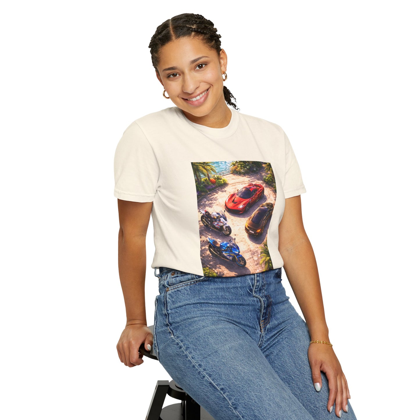 MULTI-VEHICLE - T-Shirt — Tropical Sports Cars & Motorbikes Print