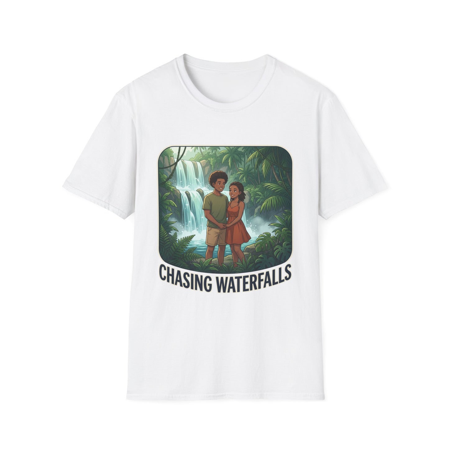 Chasing Waterfalls T-Shirt — Couple Adventure Graphic Tee