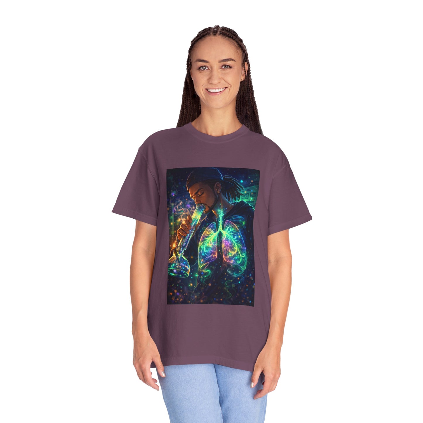 Cosmic Lungs T-Shirt — Neon Anatomical Art Tee