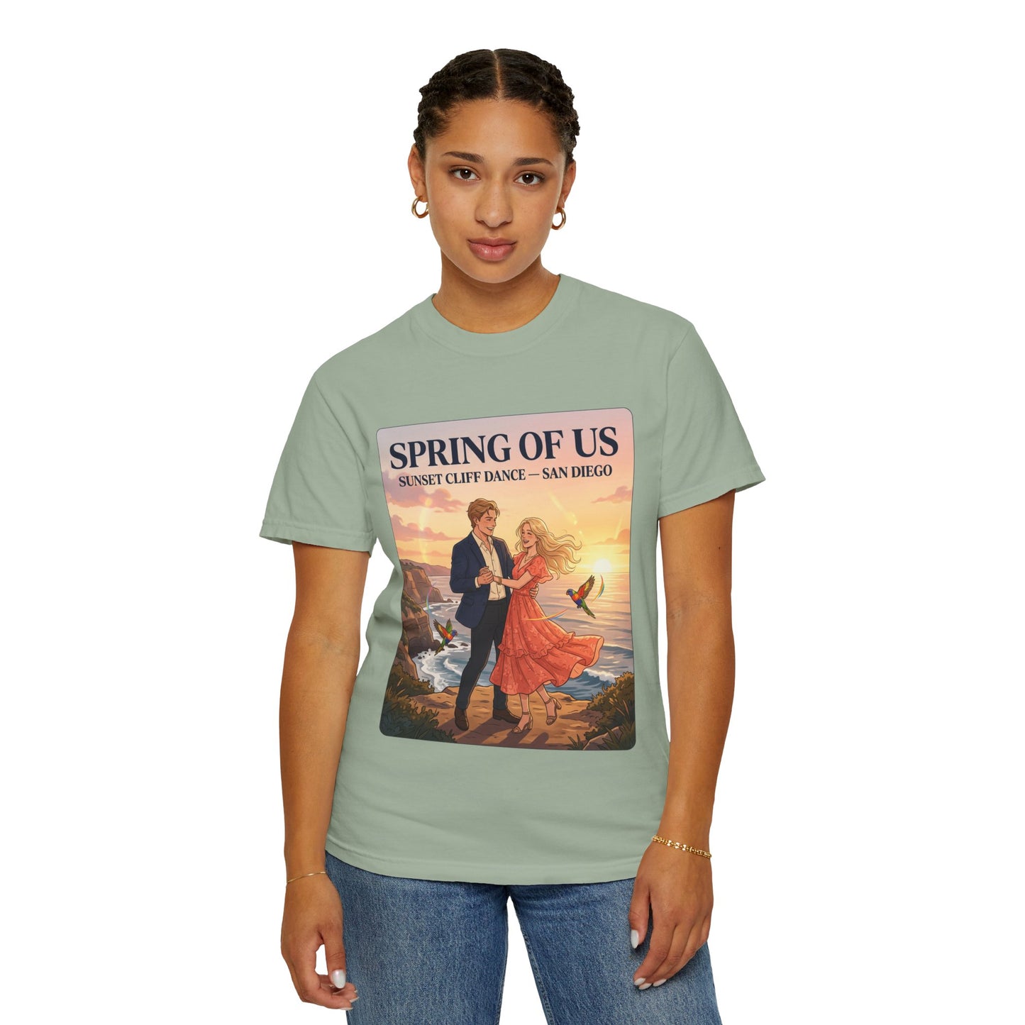 Spring of Us T‑Shirt — Sunset Cliff Dance San Diego Vintage Romance Tee