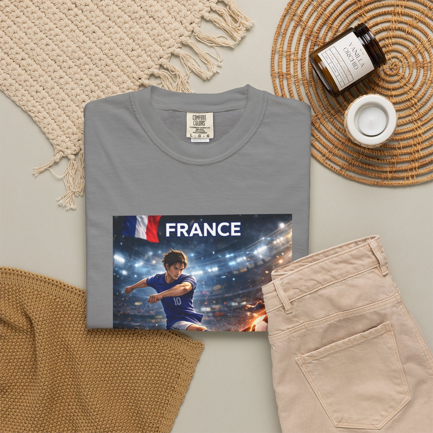 France Soccer Player Graphic T-Shirt — Football Kick Stadium Design