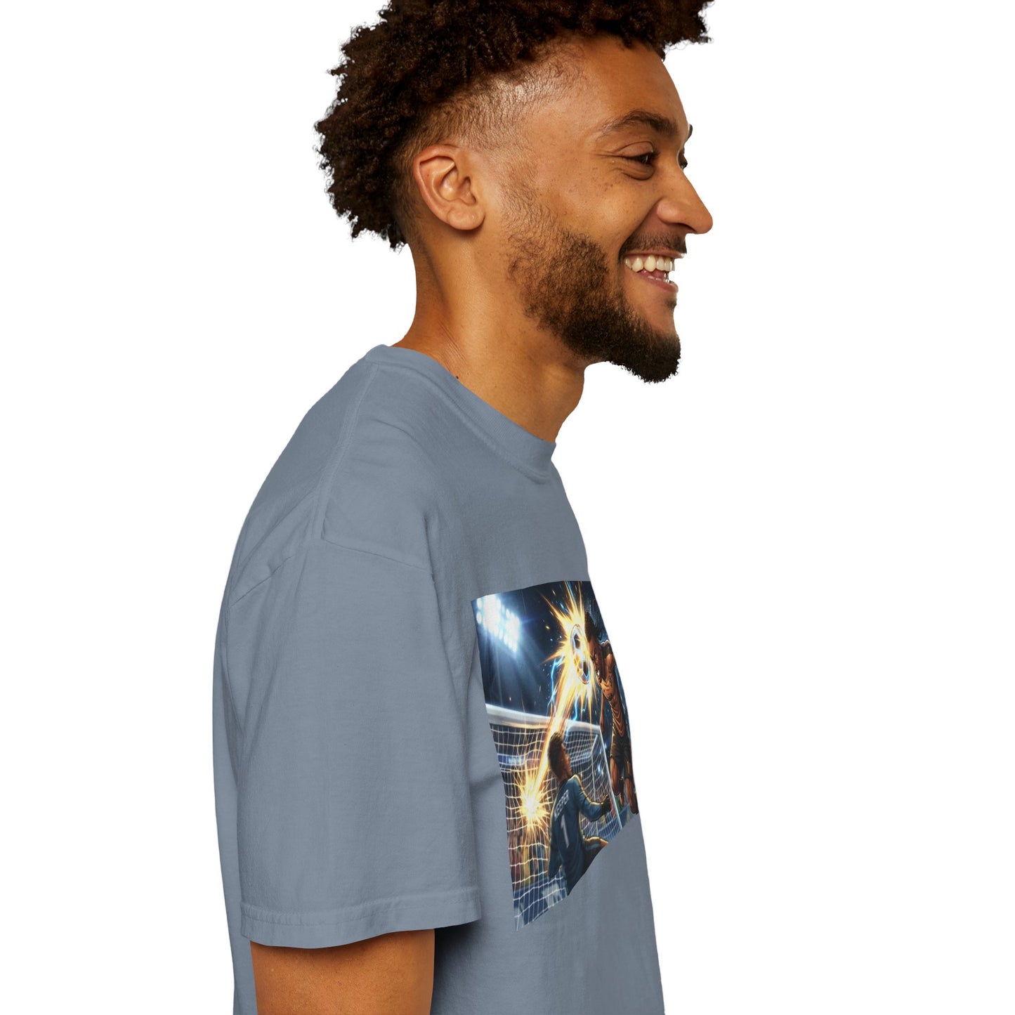 Soccer Goal Celebration T-Shirt — Action Football Scene Graphic Tee