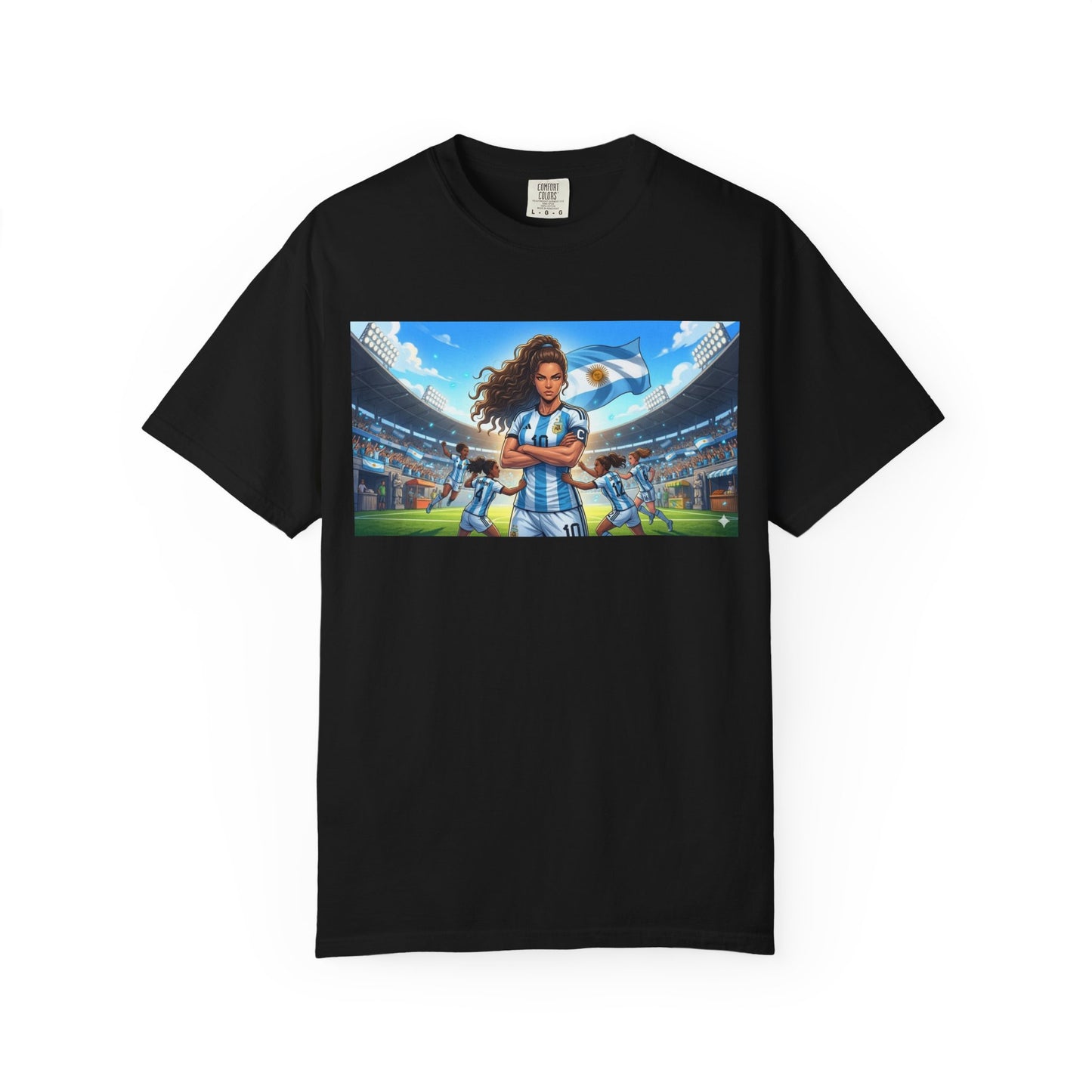 Argentina Soccer Heroine Stadium T-Shirt – Female Soccer Player Graphic Tee
