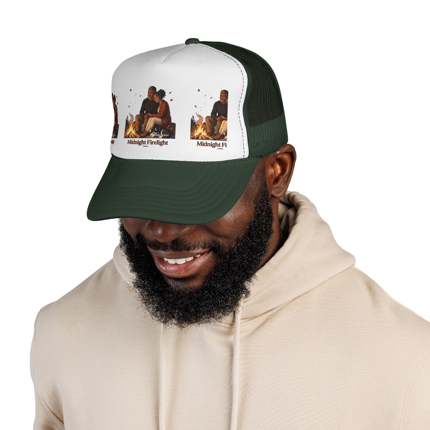 Trucker Cap — 'Midnight Firelight' Campfire Graphic Hat