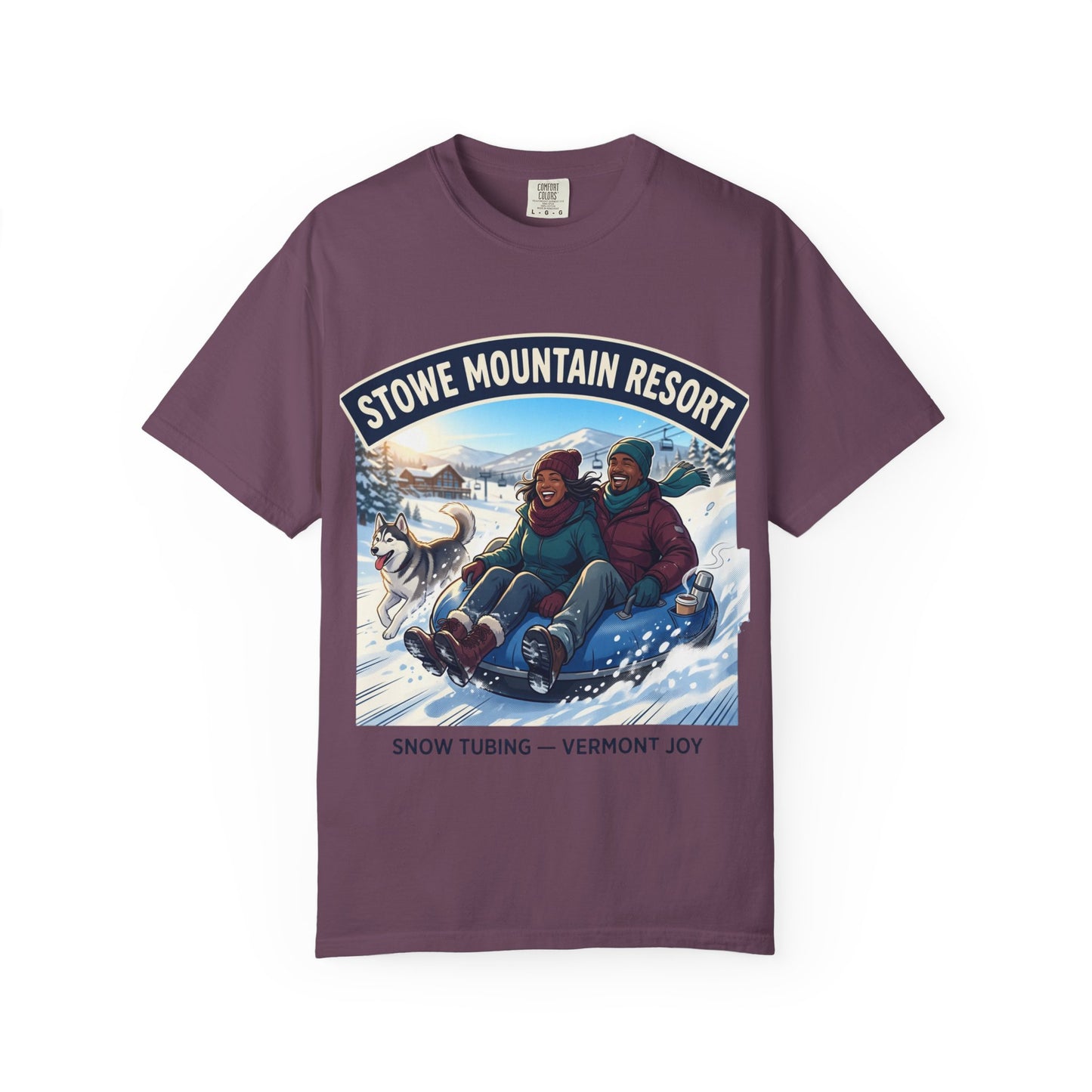 Stowe Mountain Resort Snow Tubing T-Shirt — "Vermont Joy" Winter Apparel