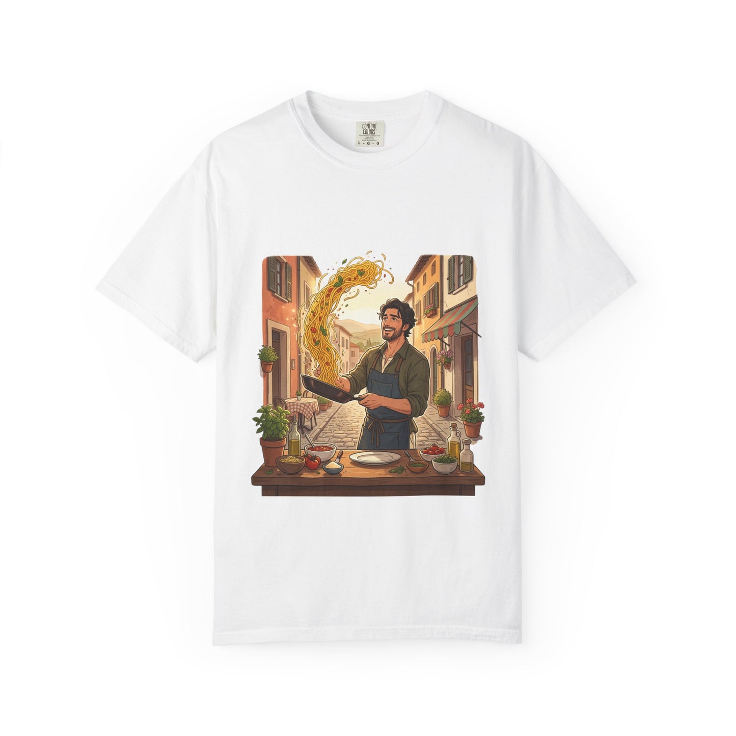 Italian Chef Pasta Toss T-Shirt — Vintage Street Kitchen Cooking Graphic Tee