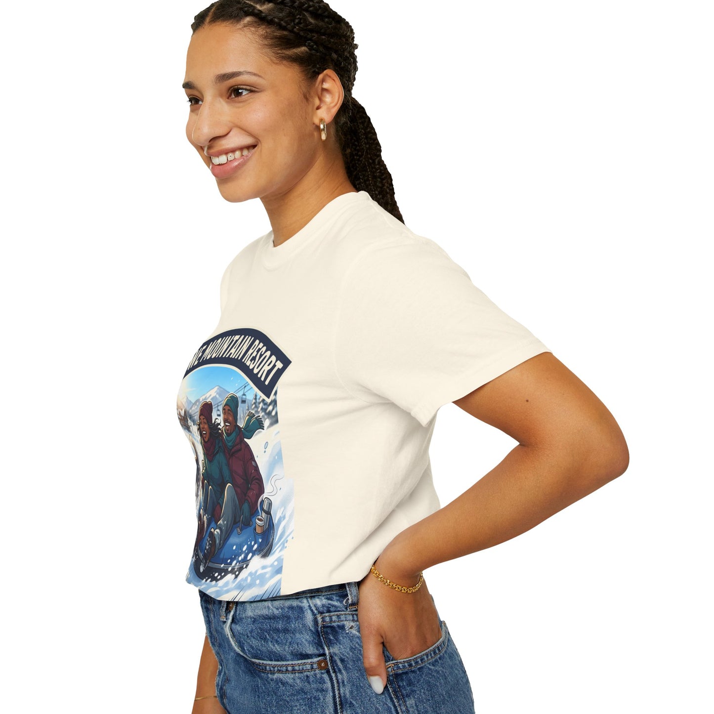 Stowe Mountain Resort Snow Tubing T-Shirt — "Vermont Joy" Winter Apparel