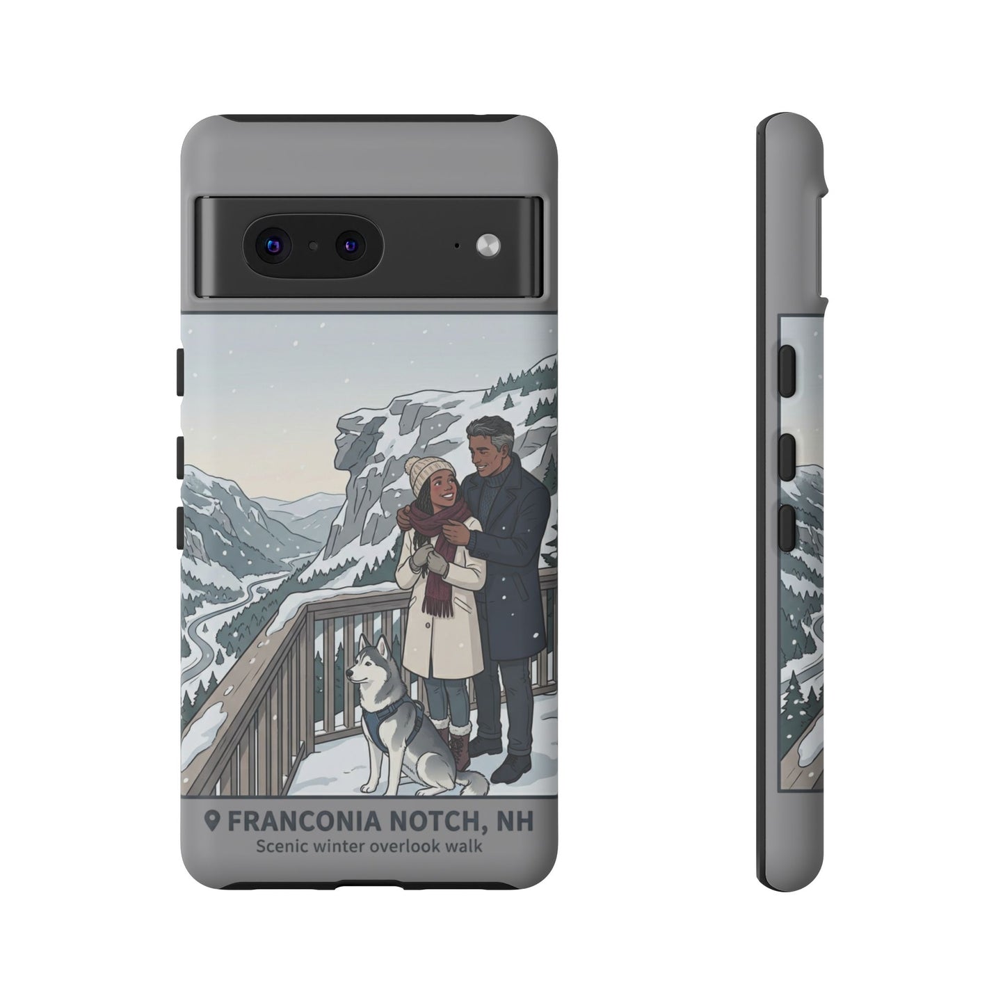Winter Scenic Phone Case — Franconia Notch NH Couples & Husky Design