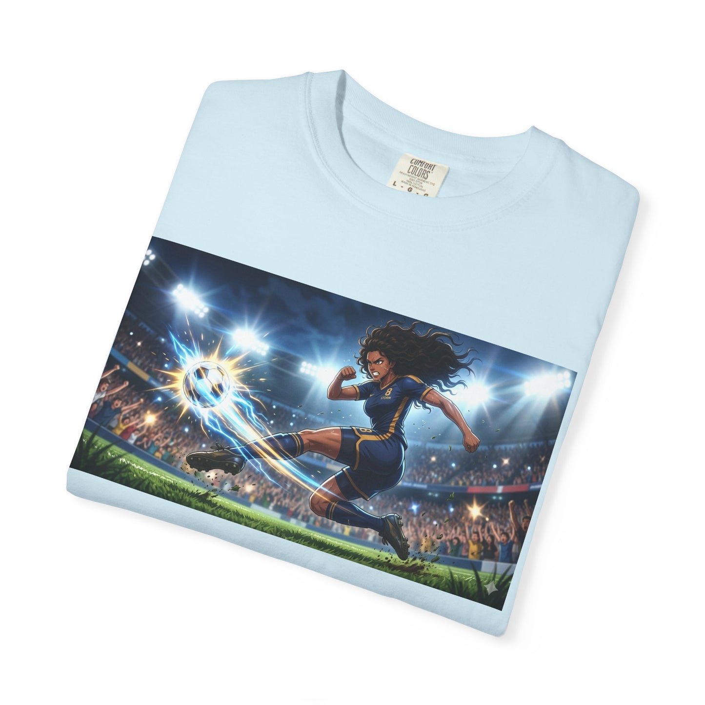 Soccer Kick Graphic T-Shirt — Energetic Stadium Football Design