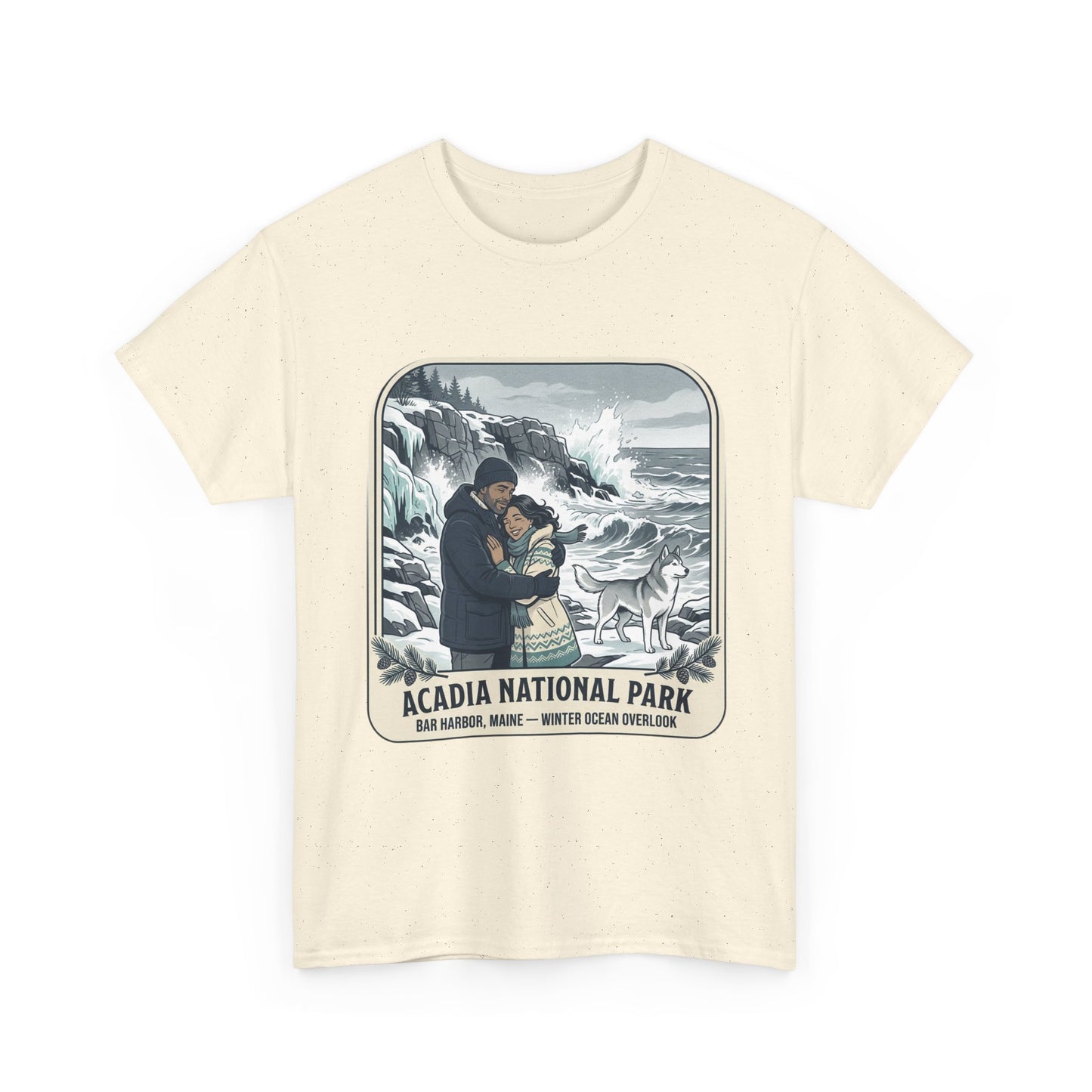 Acadia National Park Tee — Coastal Winter Couple Graphic