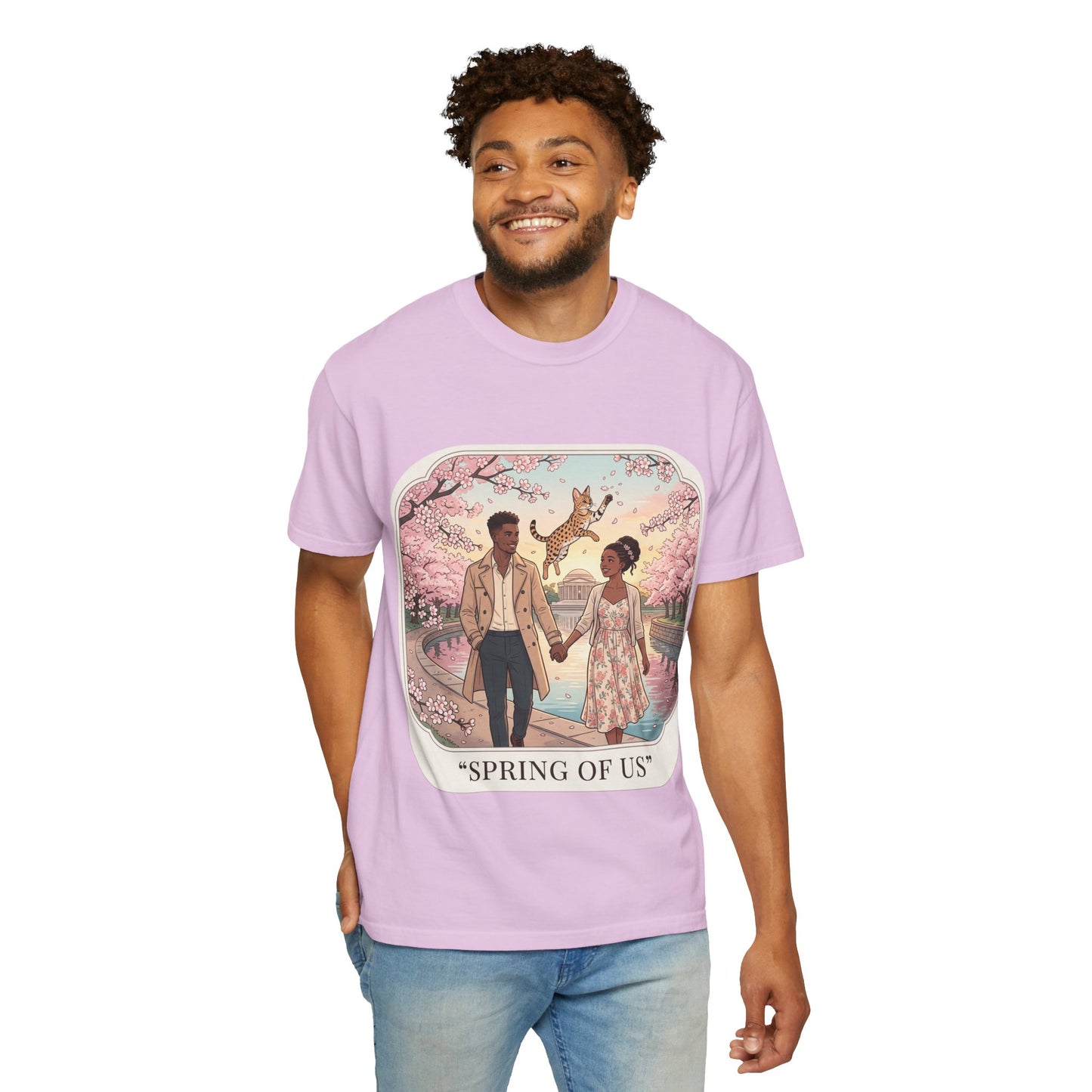 Spring of Us T-Shirt — Romantic Cherry Blossom Couple Graphic Tee