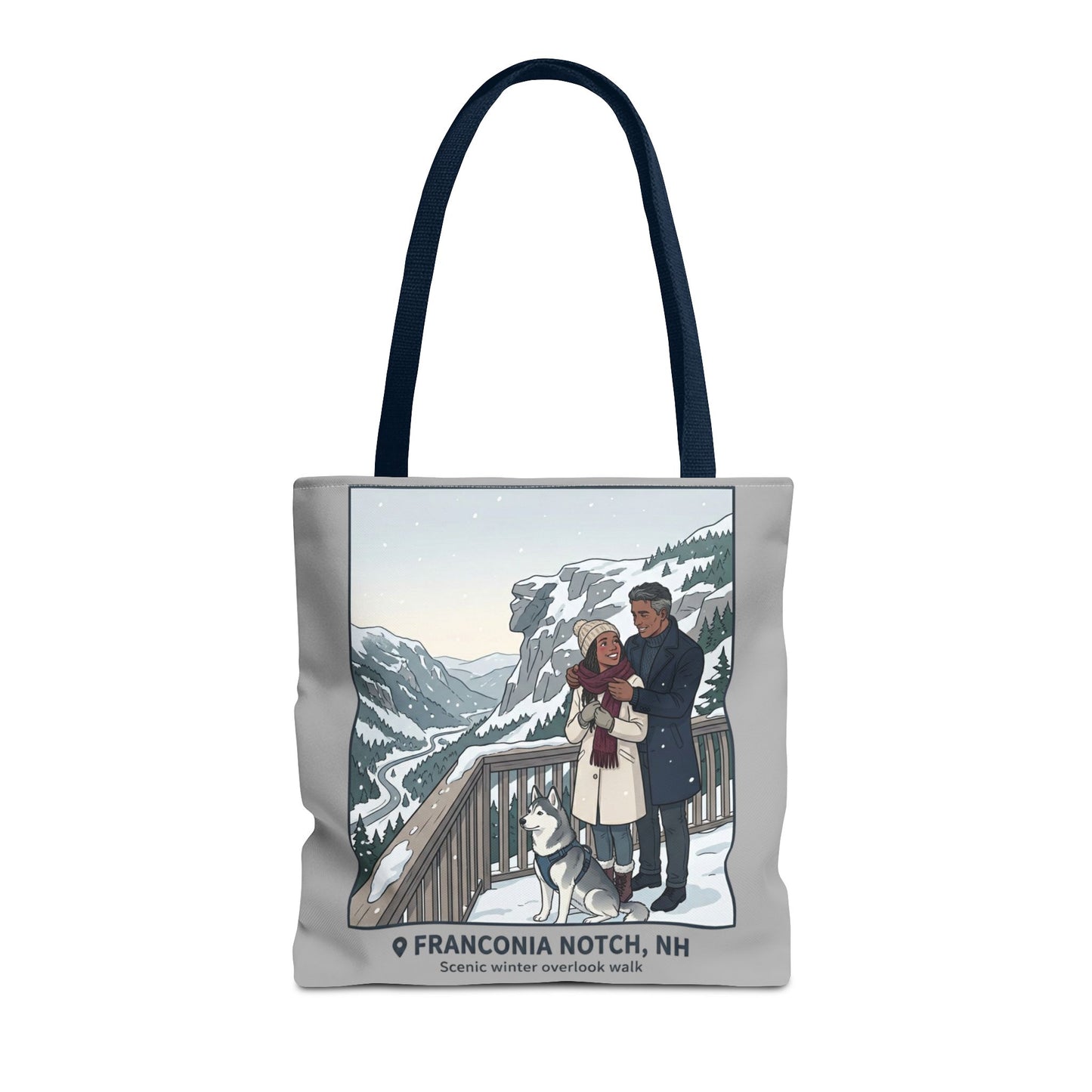 Franconia Notch Winter Couple Tote Bag — Scenic New Hampshire Snowy Overlook Tote
