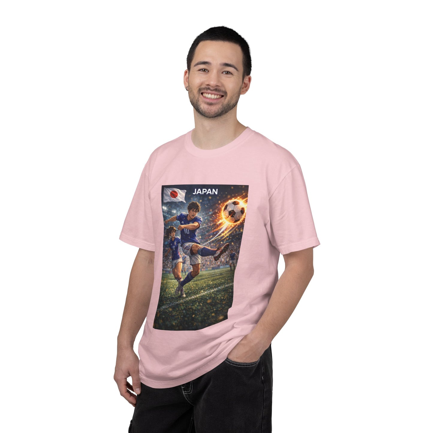 Japan Soccer Team Graphic T‑Shirt — Dynamic Football Players Design