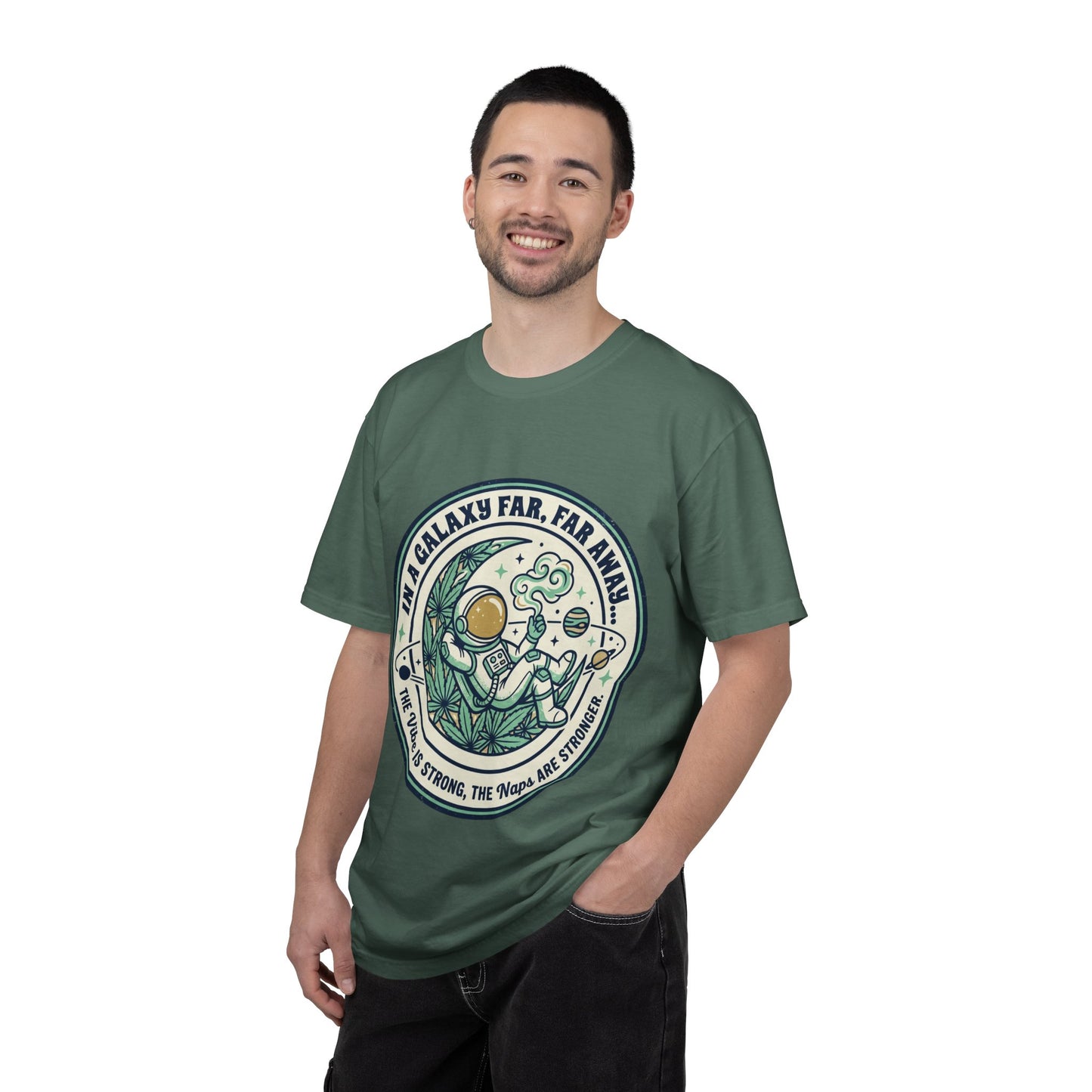 T-Shirt — "In a Galaxy Far, Far Away" Retro Space Nap Graphic Tee