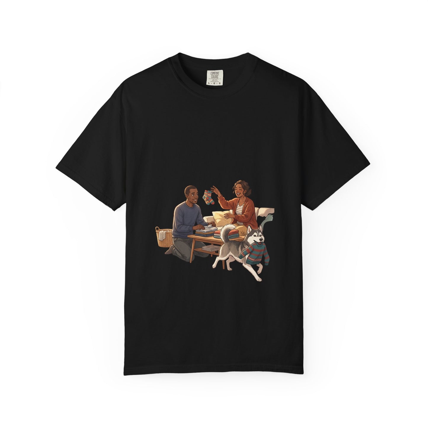 Picnic Cheers T-Shirt — Vintage Couple & Dog Illustration Tee