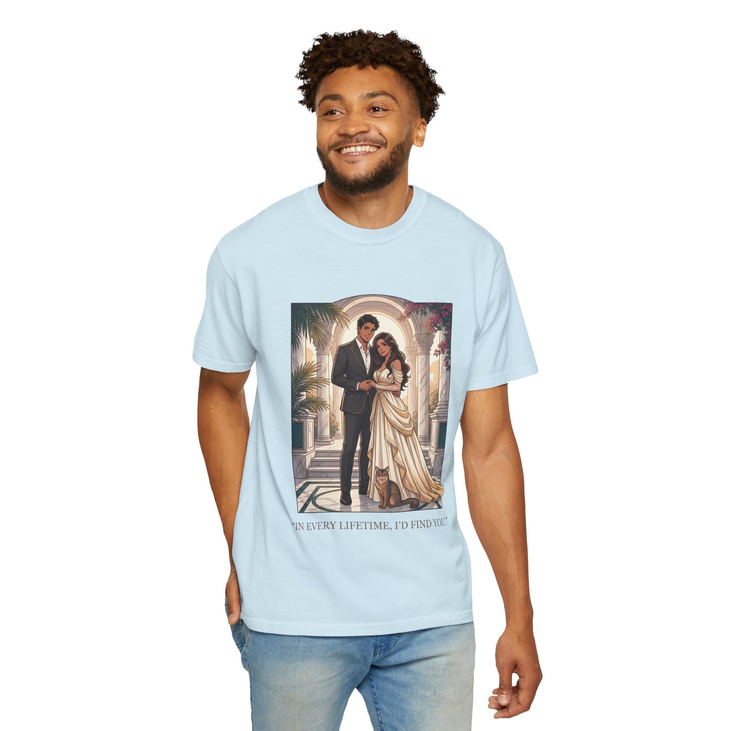 Romantic Vintage Wedding Portrait T-Shirt — "In Every Lifetime, I'd Find You"