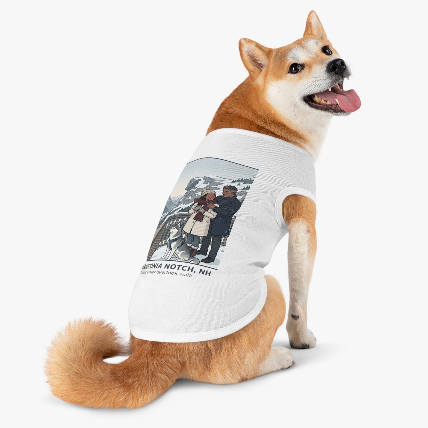 Dog Winter Walk Tank — Cozy Couple & Husky Scenic Pet Tank Top