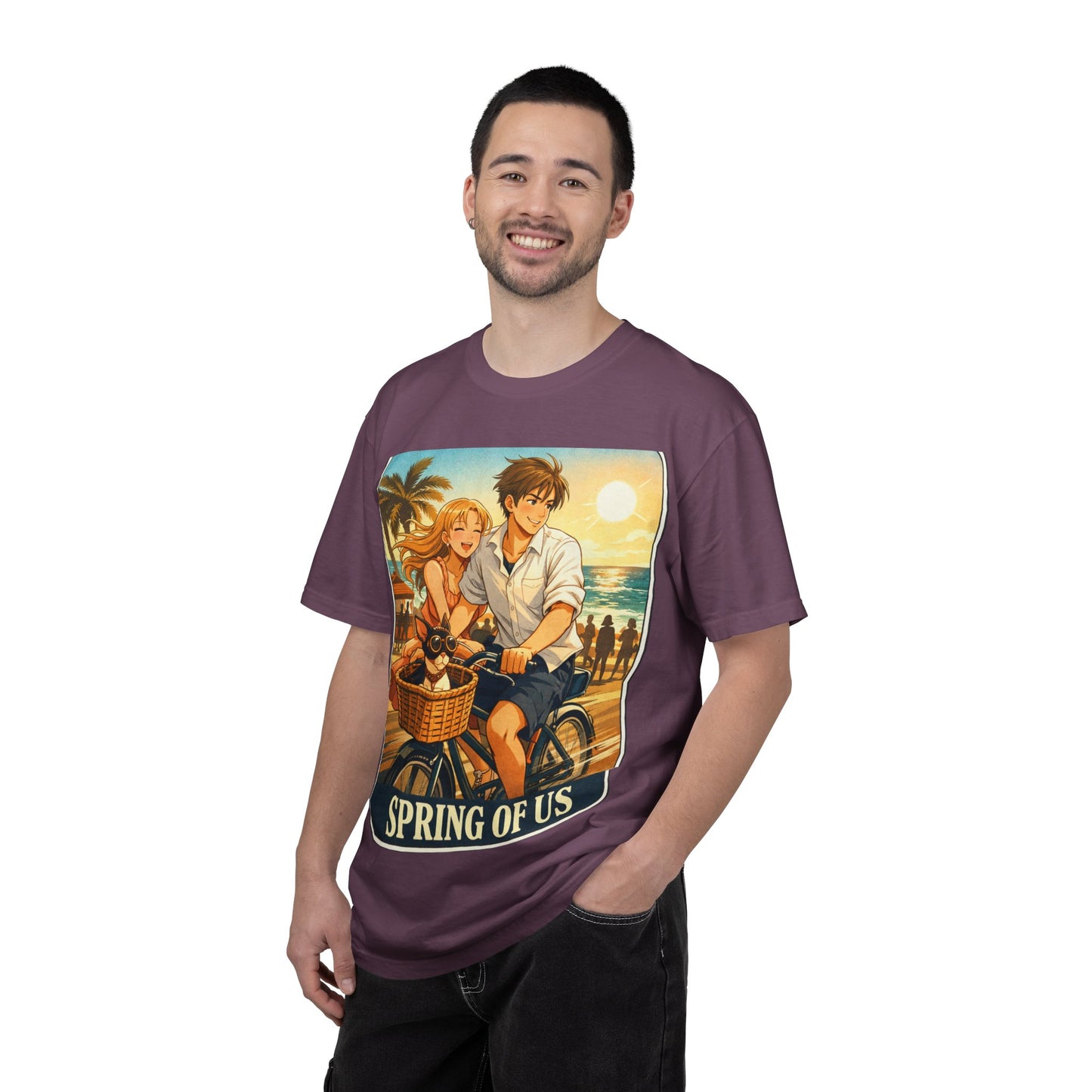 Spring of Us T-Shirt — Vintage Beach Couple Bicycle Design