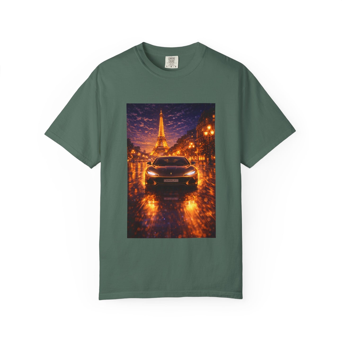 Paris Night Drive T-Shirt — Eiffel Tower Car Scene