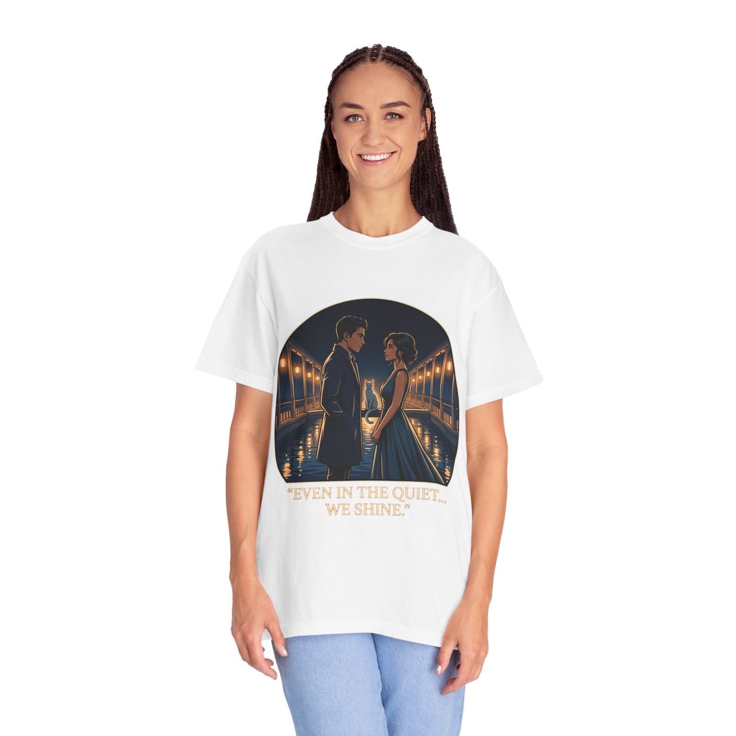 Romantic Night Stroll T-Shirt — "Even in the Quiet... We Shine" Graphic Tee