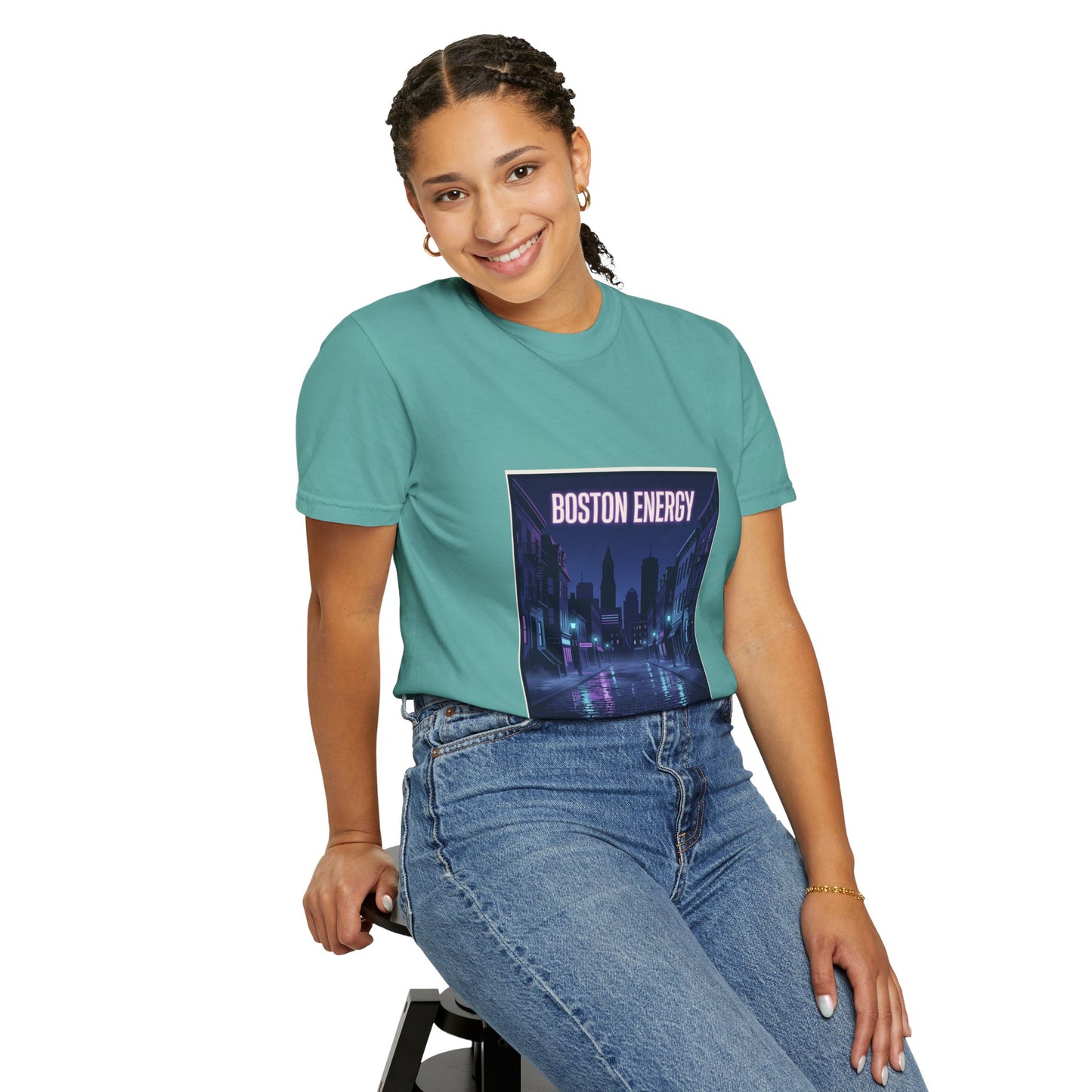 Boston Energy T-Shirt — Neon Cityscape Graphic Tee