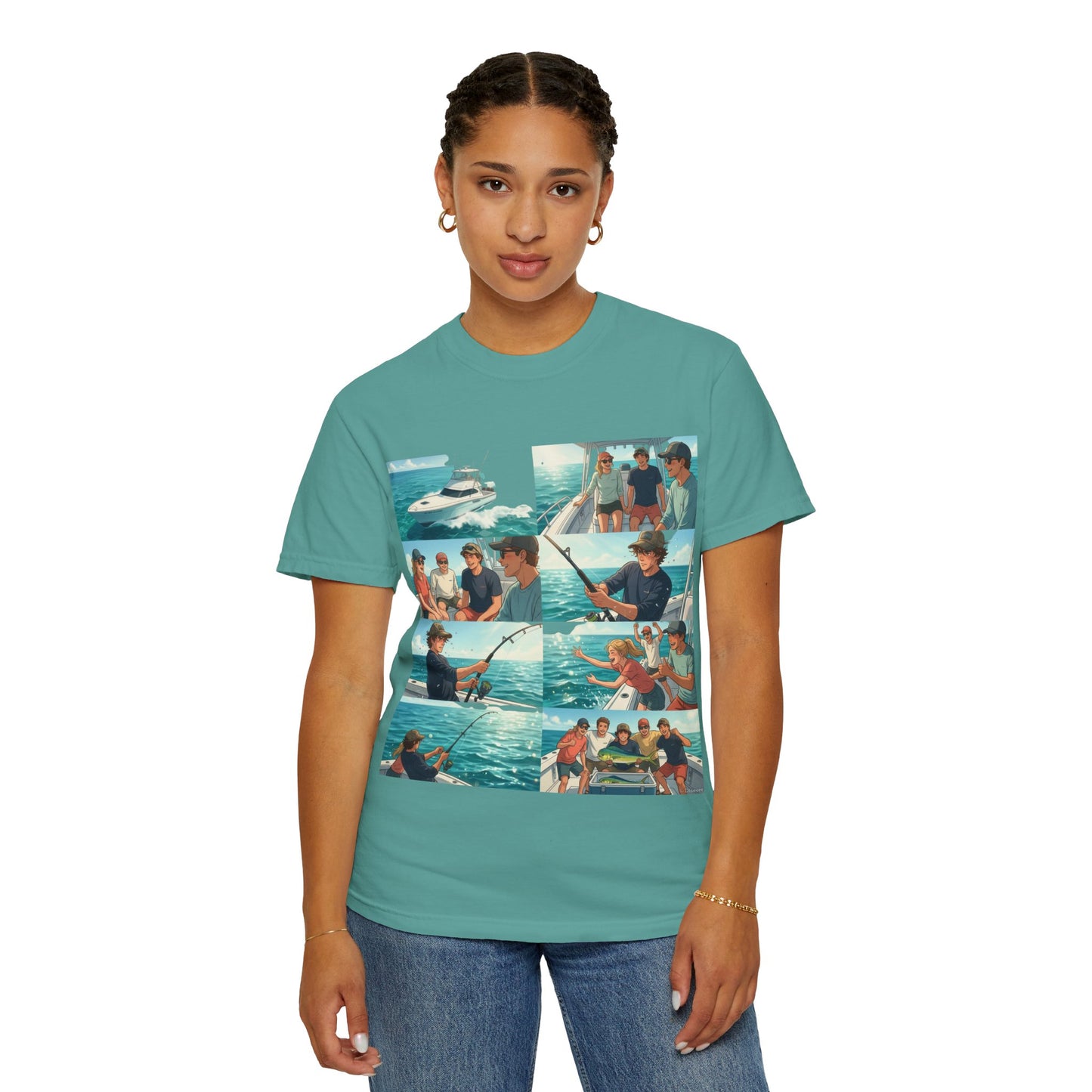 Deep Sea Energy (Friends Fishing Edition) Fishing Trip Photo Collage T-Shirt