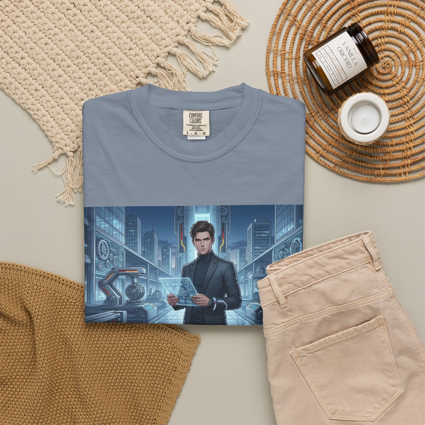 Cyberpunk Detective T-Shirt — Futuristic Noir Cityscape Graphic Tee