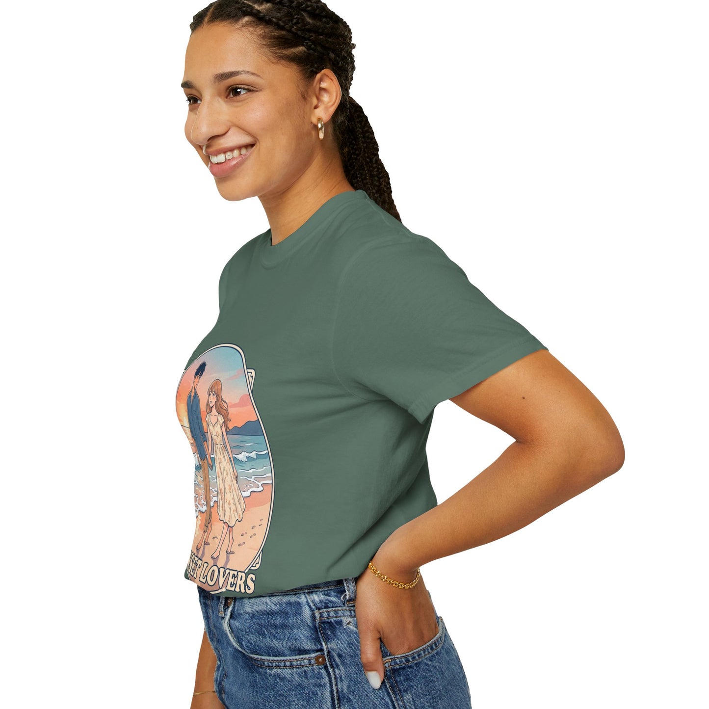 Sunset Lovers Beach T-Shirt — Romantic Couple Graphic Tee