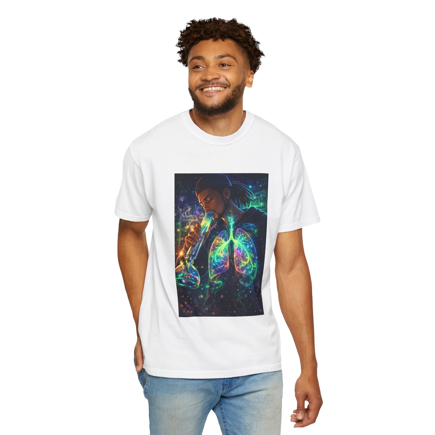 Cosmic Lungs T-Shirt — Neon Anatomical Art Tee
