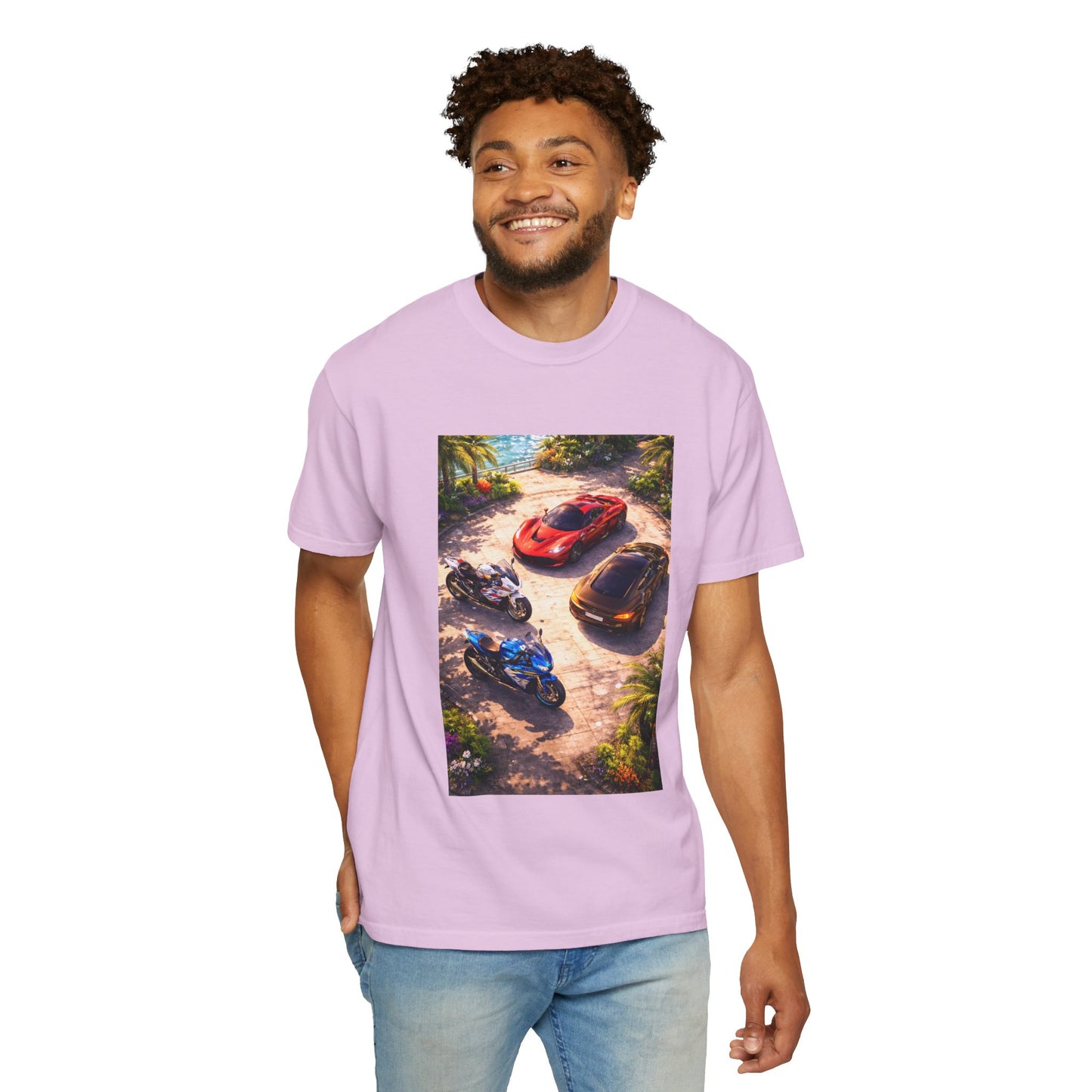 MULTI-VEHICLE - T-Shirt — Tropical Sports Cars & Motorbikes Print
