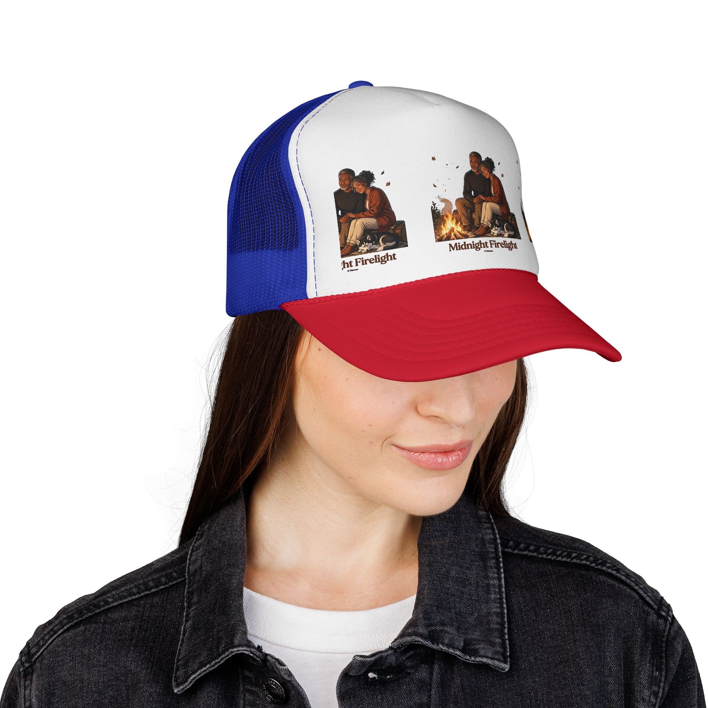 Trucker Cap — 'Midnight Firelight' Campfire Graphic Hat