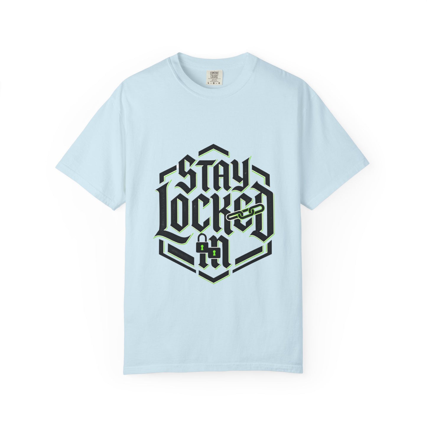 Stay Locked In T-Shirt — Bold Gothic Logo Tee