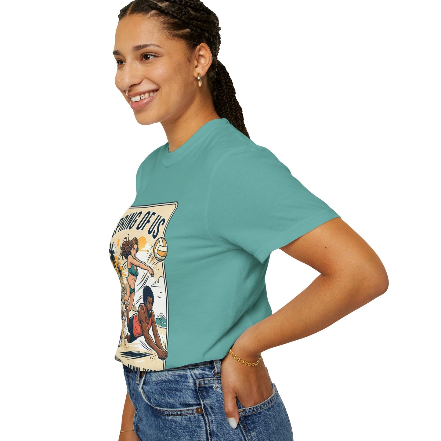 Spring of Us Beach Volleyball T-Shirt — Miami, Florida Retro Sun & Palm Tee