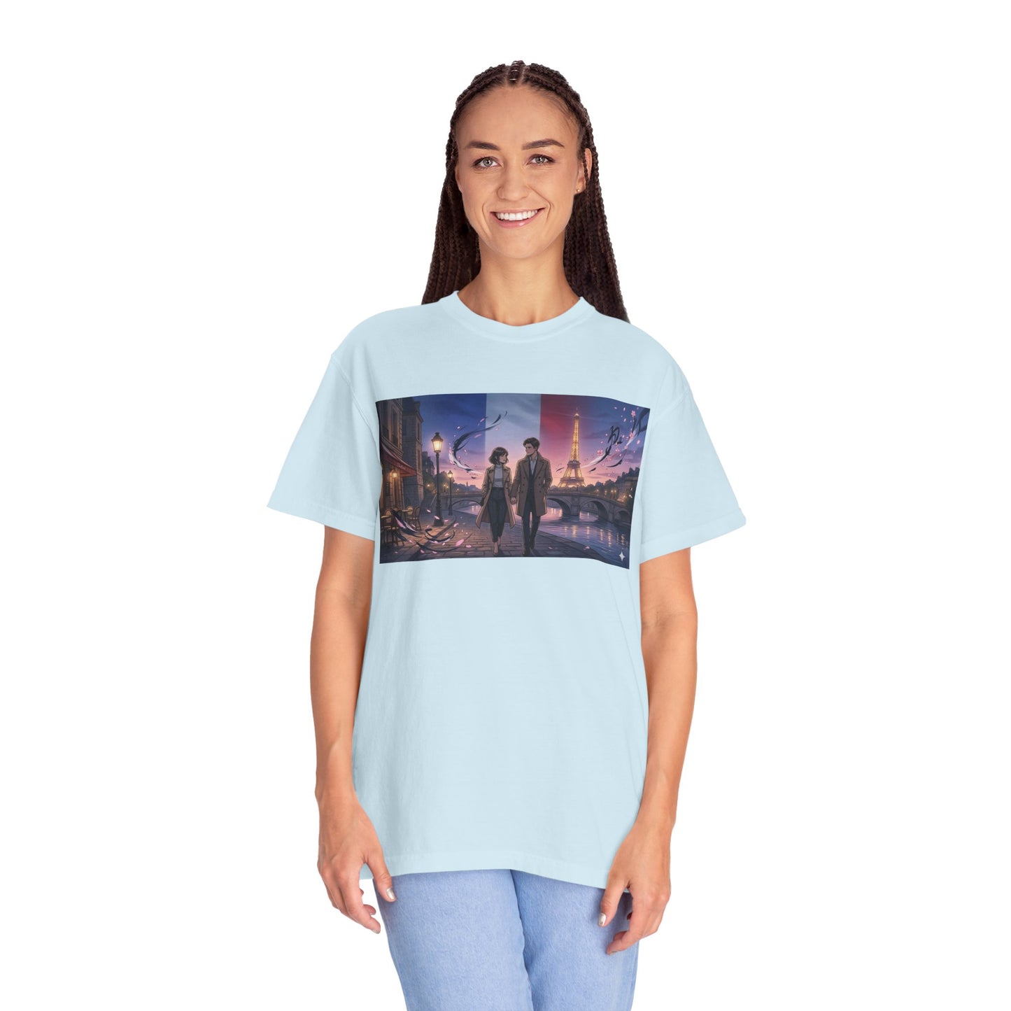 T-Shirt — Romantic City Night Stroll Illustration